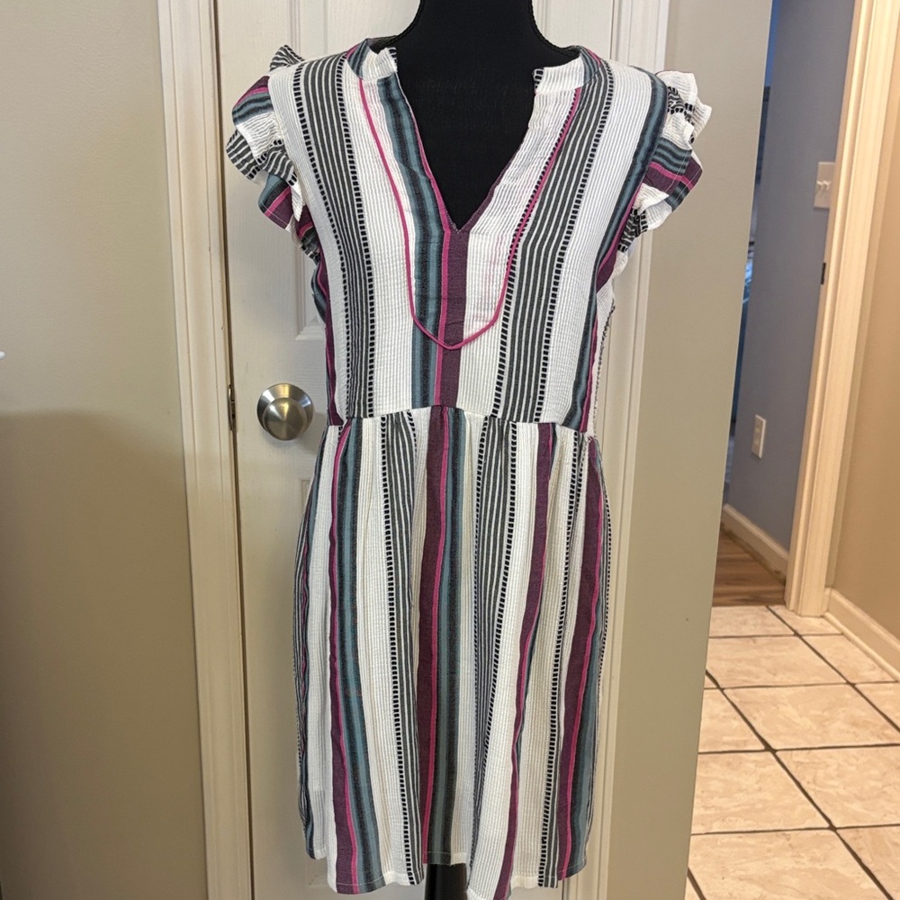 THML V-Neck Dress with Ruffled Sleeves